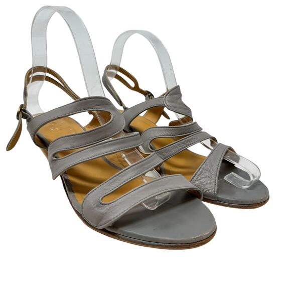 Coclico Leather Sandals Kitten‎ Heel Strappy Slingback Gray Size 38.5 US 8 8.5 - Picture 3 of 15